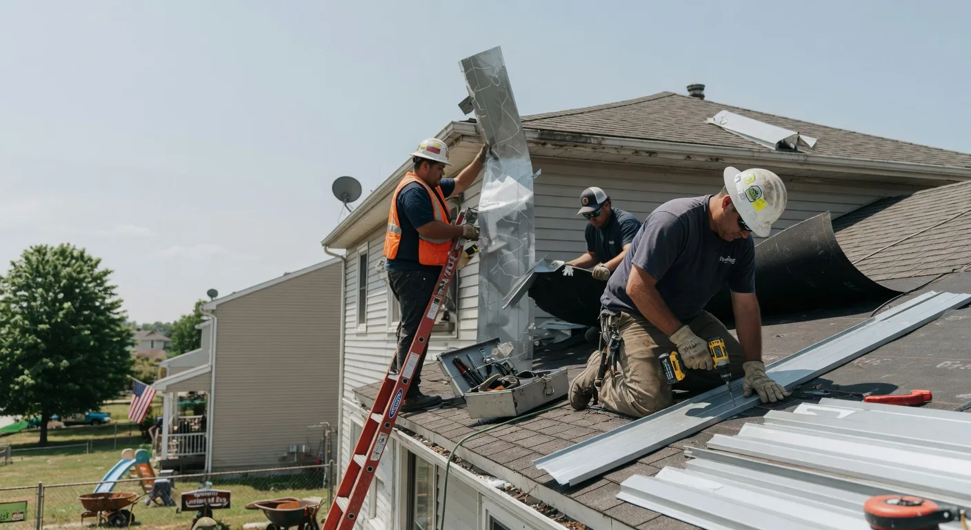Storm Damage Metal Roof Repair in De Mossville, KY